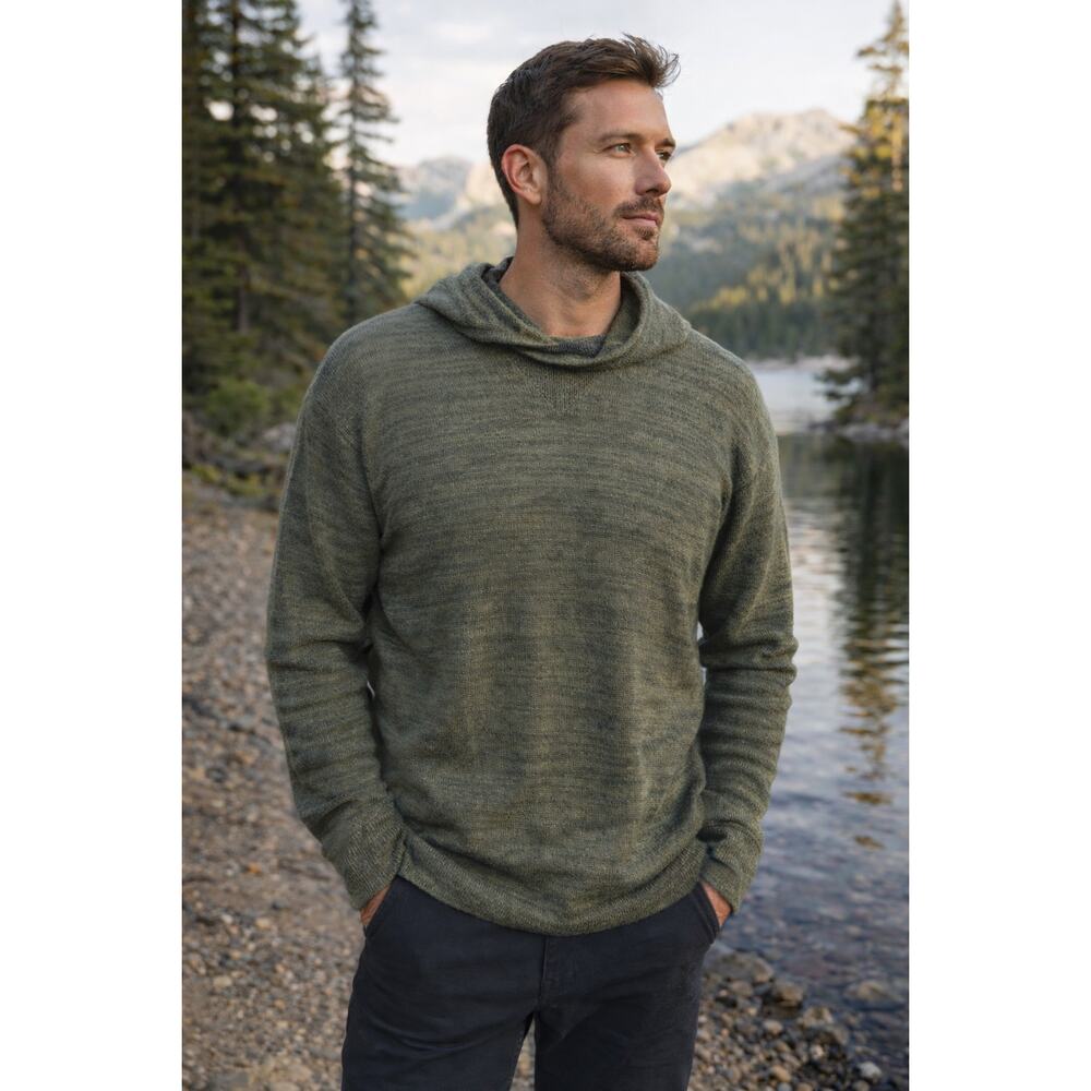 Paka sweater unisex XL Alpaca The Hoodie Handmade Peru Royal soft GREEN heather